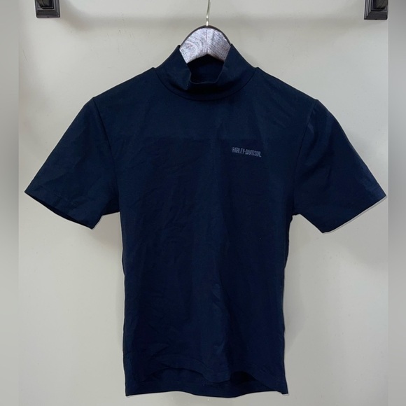 Harley Davidson Mock Turtle Neck Dry Fit Short Sleeve Size Large - Picture 1 of 5